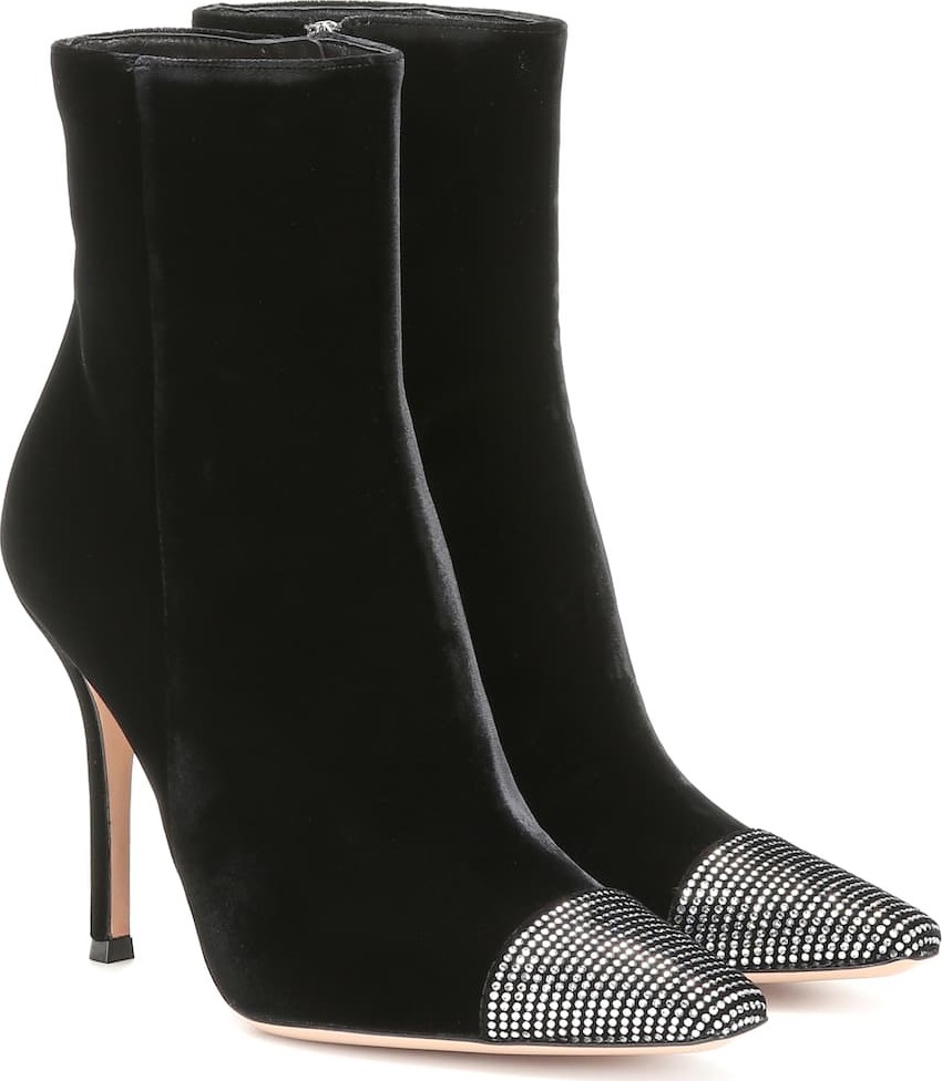 Gianvito Rossi Embellished velvet ankle boots