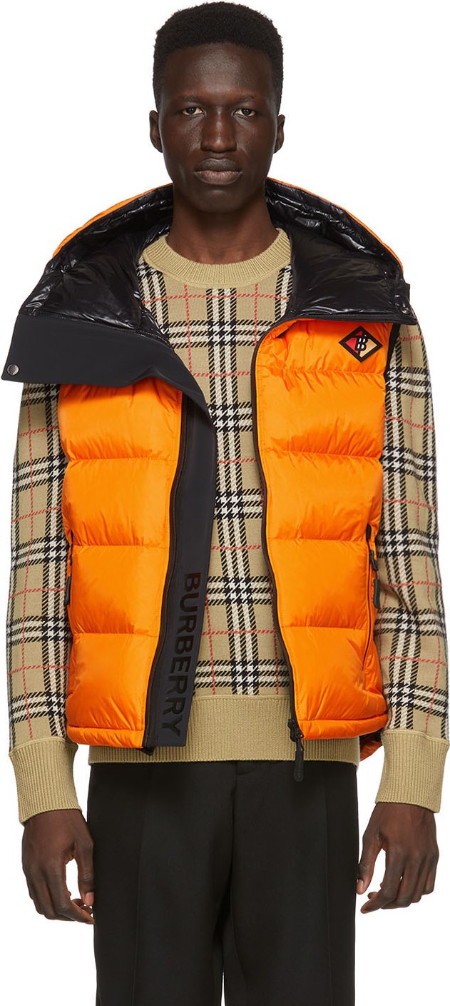 Burberry London England Orange Down Winslow Hooded Vest