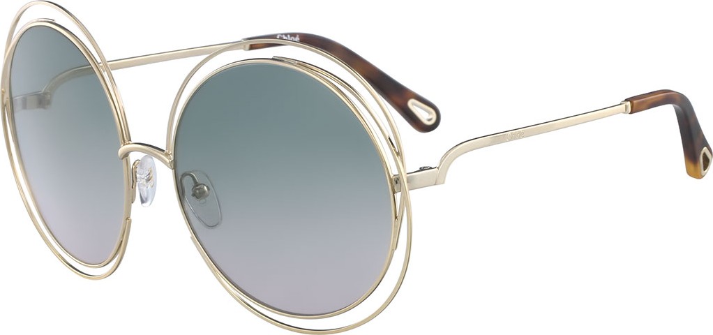 Chloe Carlina Round Wire Metal Sunglasses