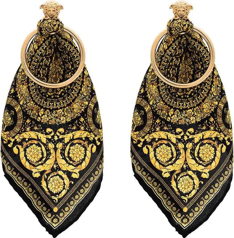 Versace metallic scarf detail hoop earrings