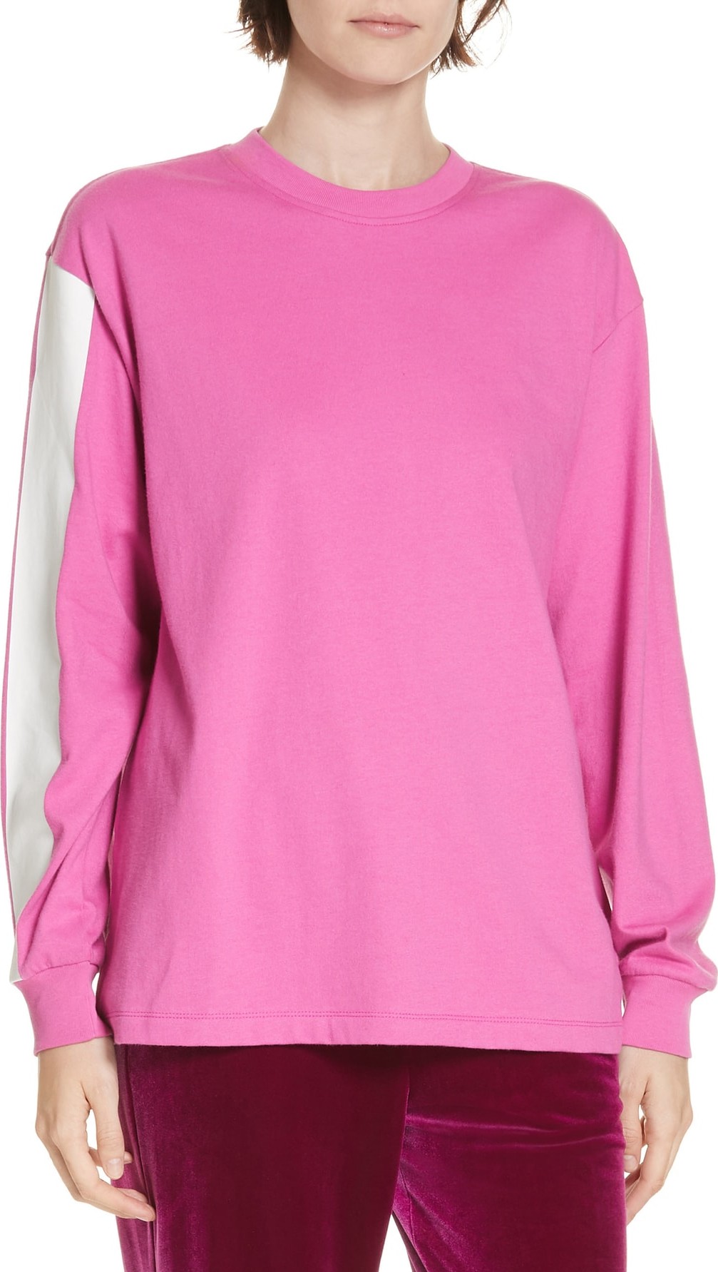 Tibi Stripe Sleeve Tee