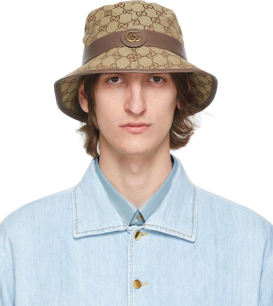 Gucci - Beige Canvas GG Supreme Bucket Hat