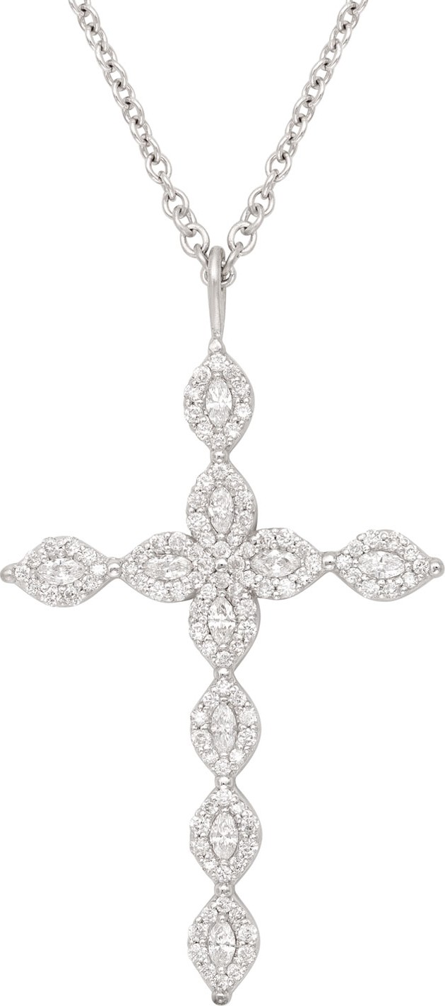 Jamie Wolf 18k Marquise Diamond Cross Necklace