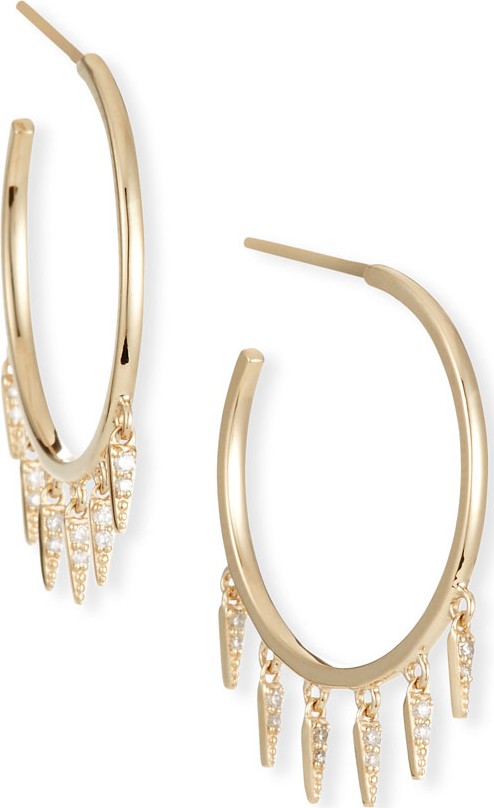 Sydney Evan 14k Medium Diamond Fringe Hoop Earrings