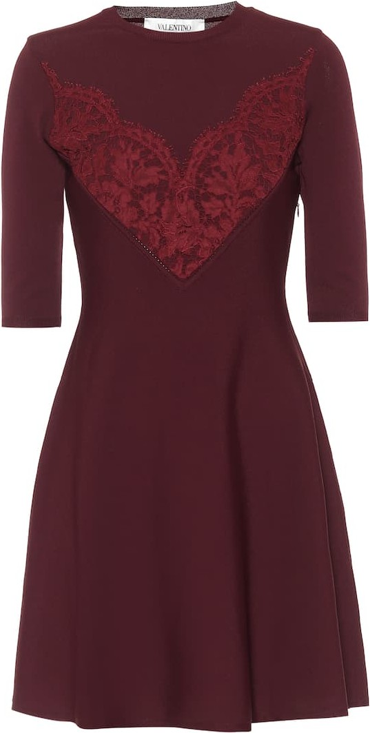 Valentino Lace-trimmed knit minidress