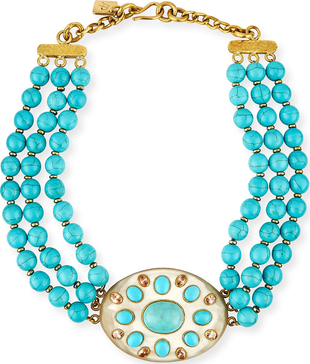 Ashley Pittman Bendi Turquoise & Light Horn Pendant Necklace