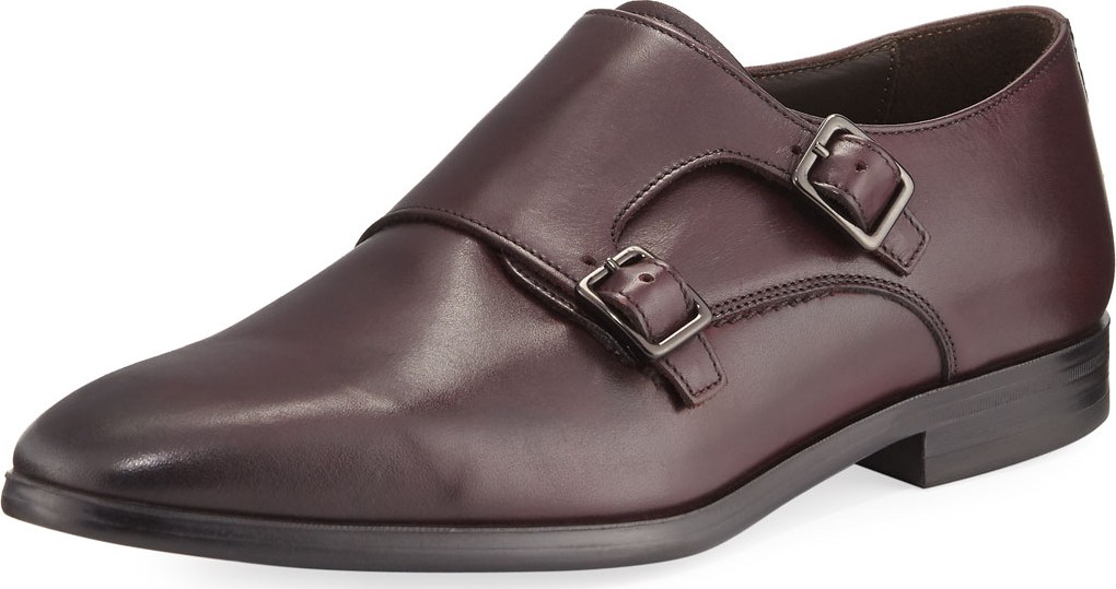 A. Testoni Leather Double-Monk Shoe