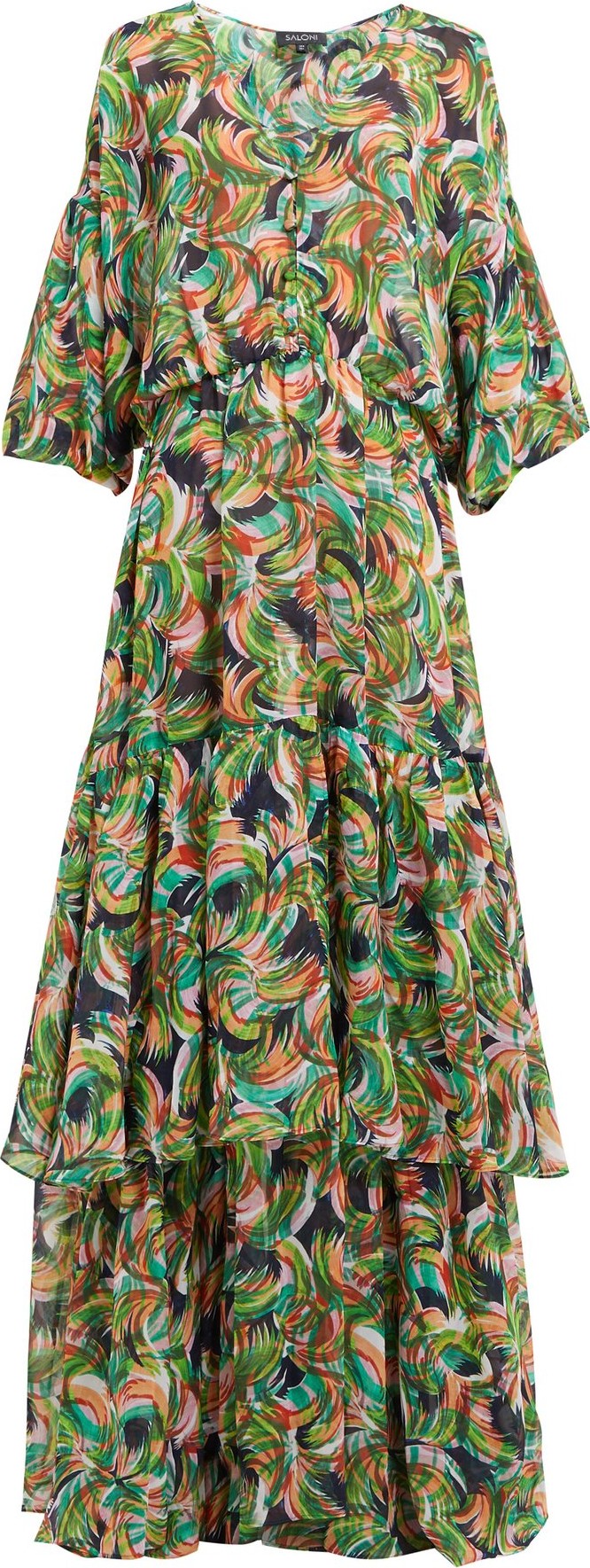 Saloni Nikki printed silk crepe de Chine maxi dress