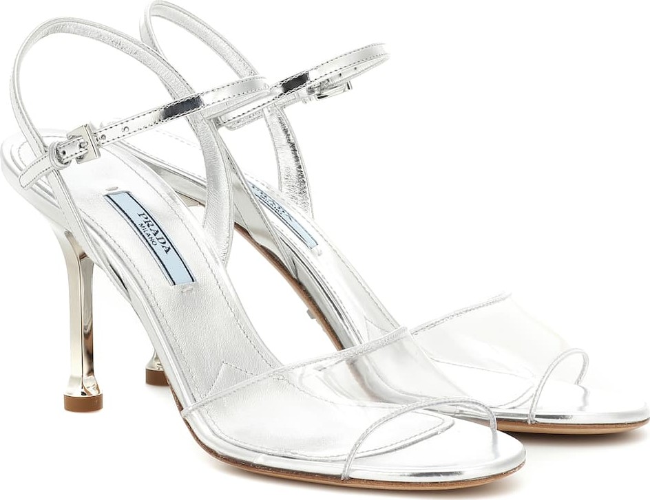 Prada Metallic leather and PVC sandals
