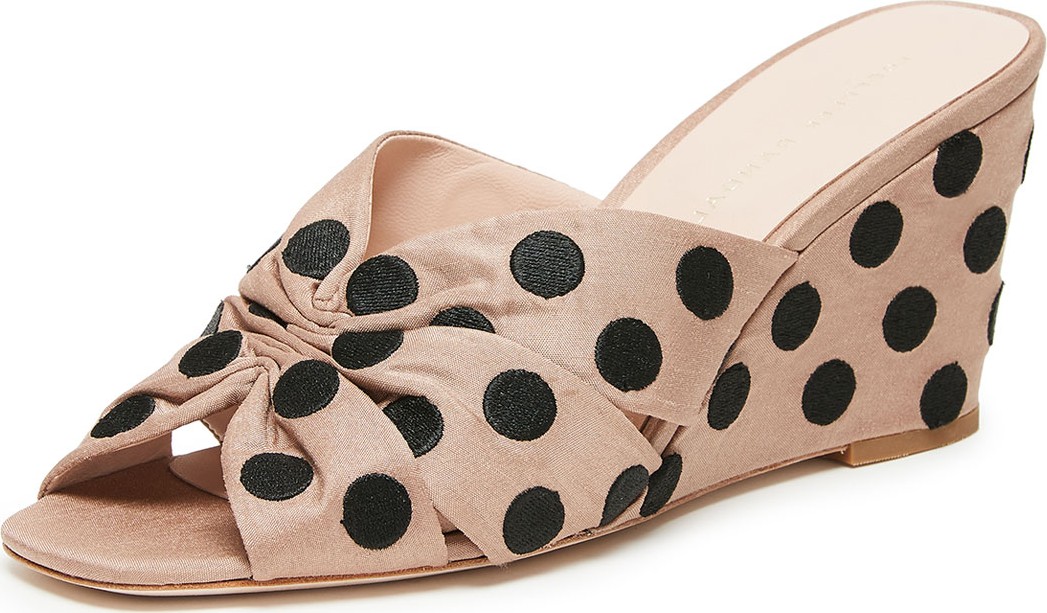 Loeffler Randall Sonya 70mm Cinched Polka-Dot Wedge Sandals