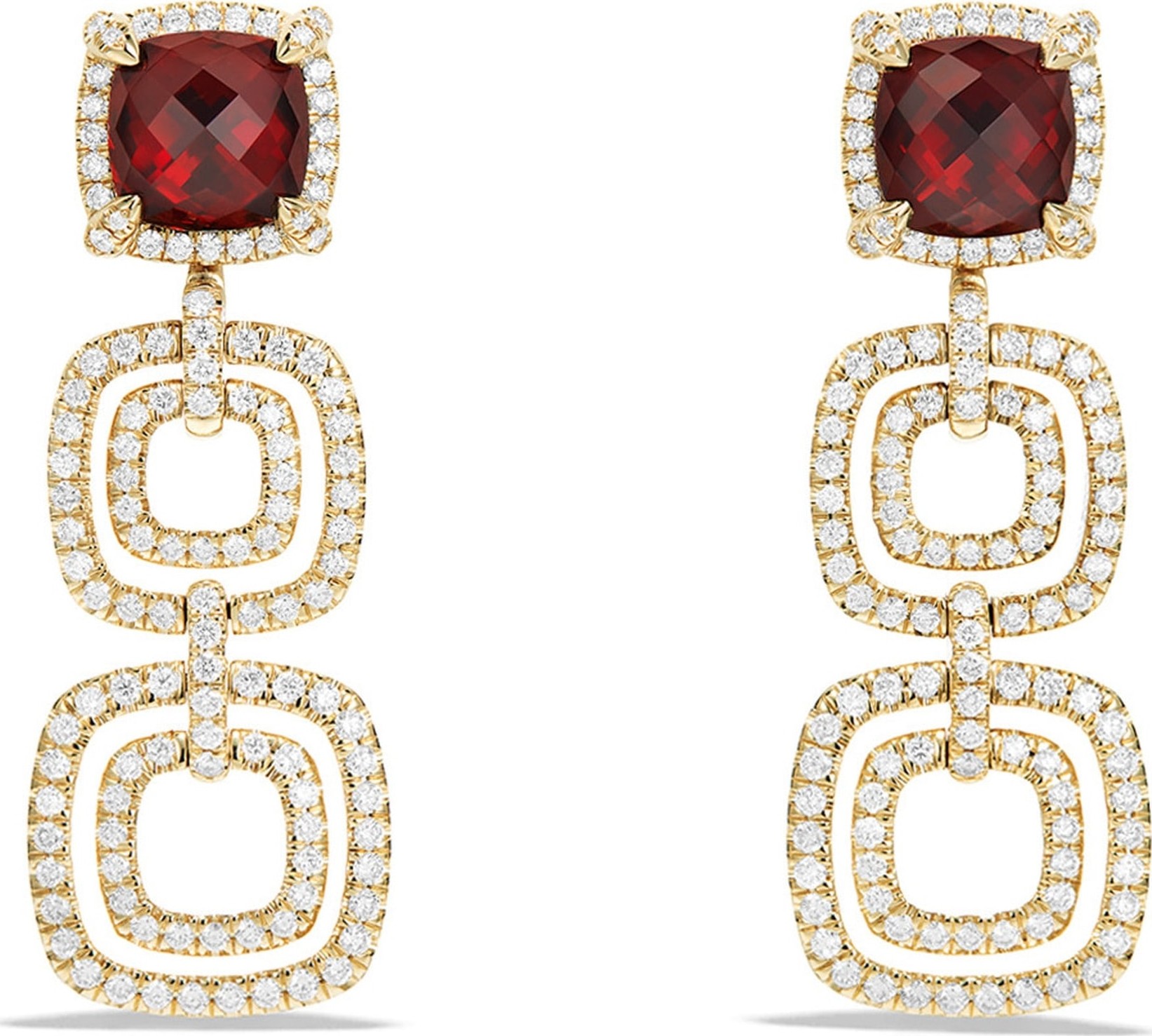 David Yurman Châtelaine<sup>® Pavé Diamond Bezel 18K Gold Statement Drop Earrings