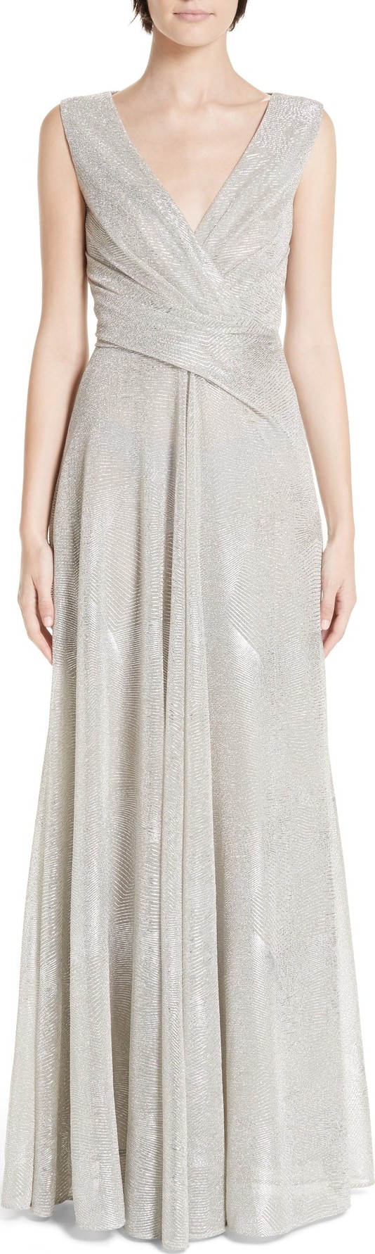 Talbot Runhof Metallic Voile A-Line Gown