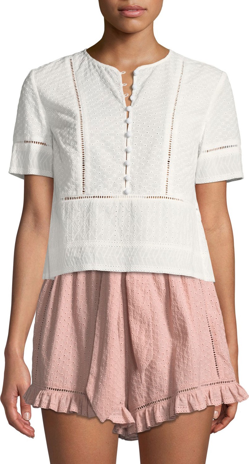 Jonathan Simkhai Embroidered Button-Down Tee
