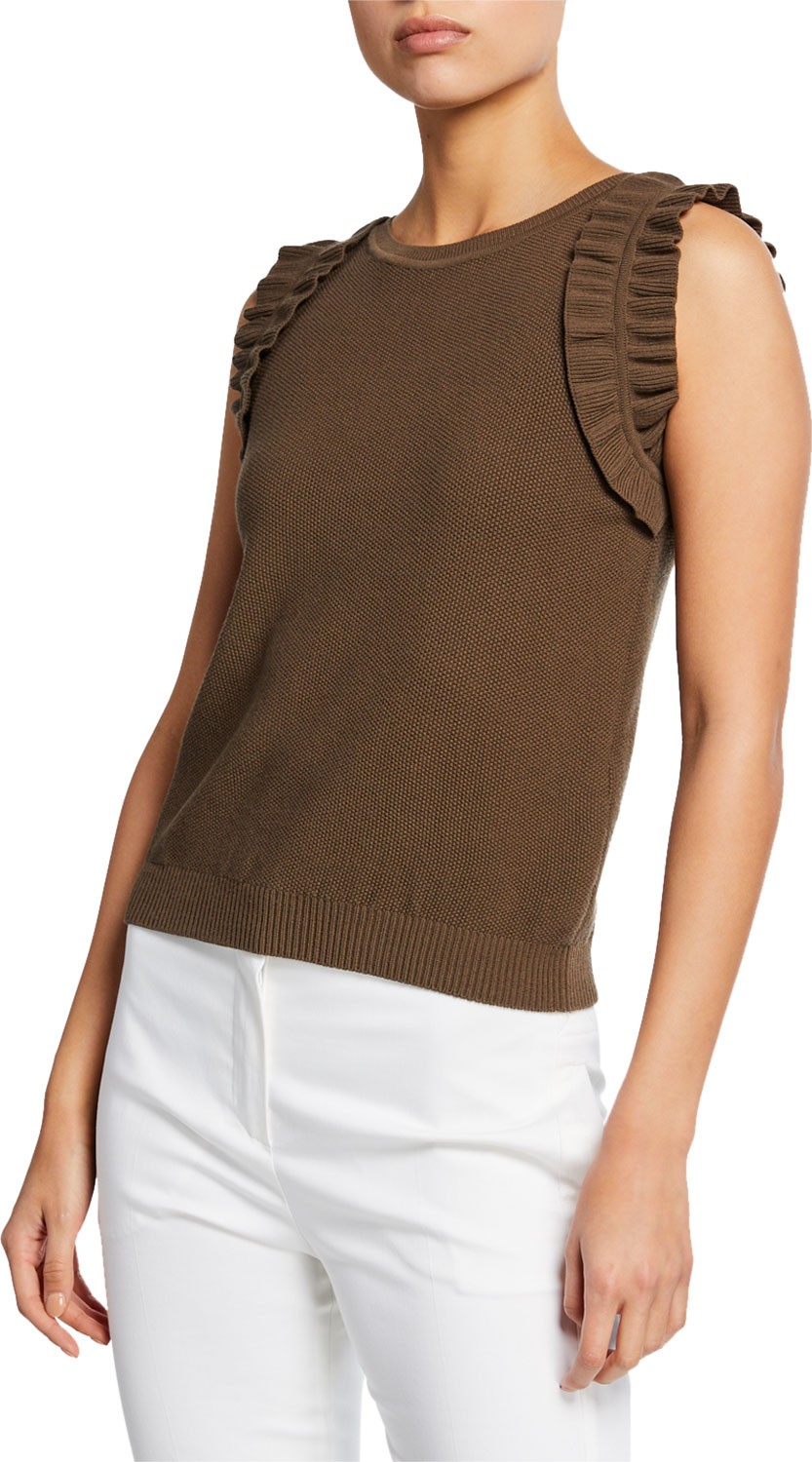 Max Mara Agora Sleeveless Ruffle-Trim Top