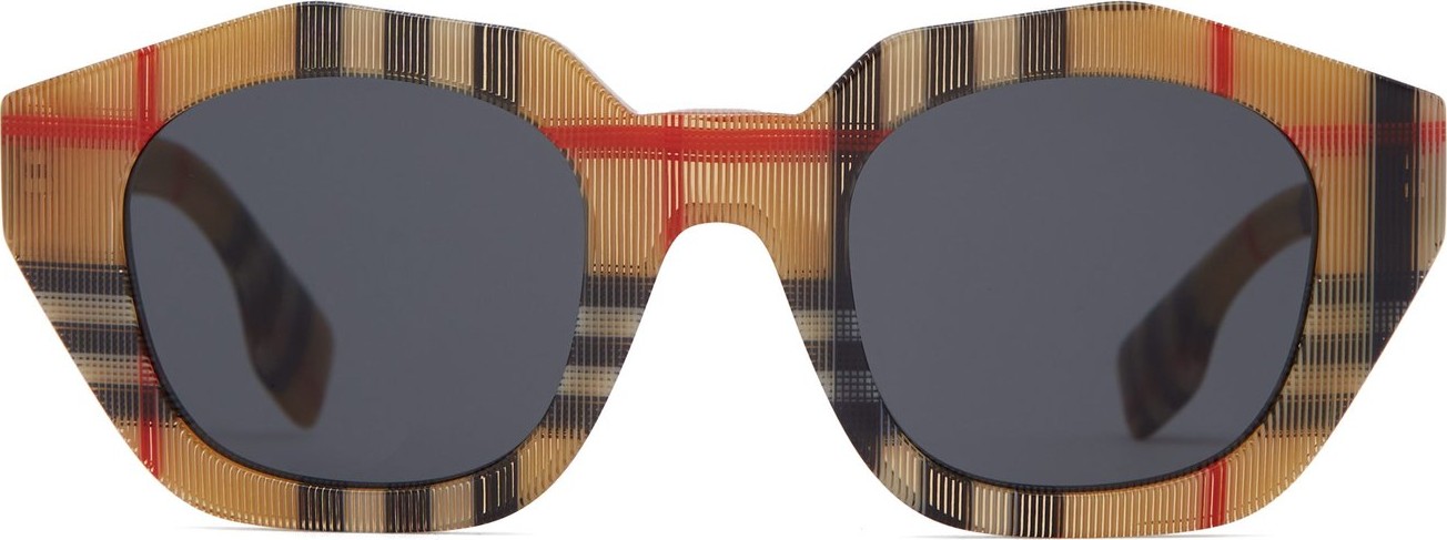 Burberry London England Vintage-checked angular-oval sunglasses
