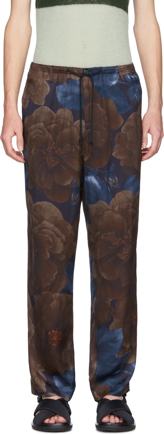 Dries Van Noten Navy & Brown Pieny Trousers