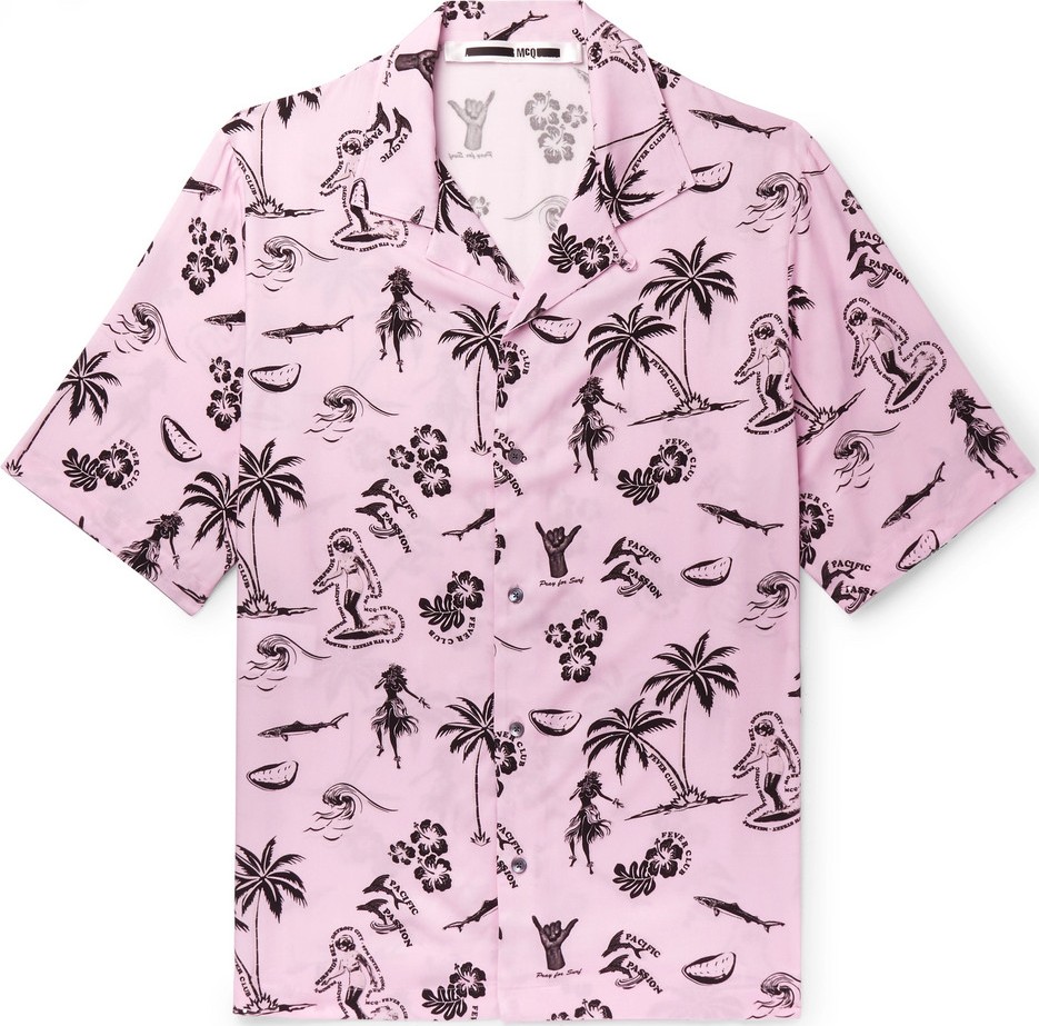 McQ - Alexander McQueen Camp-Collar Printed Voile Shirt