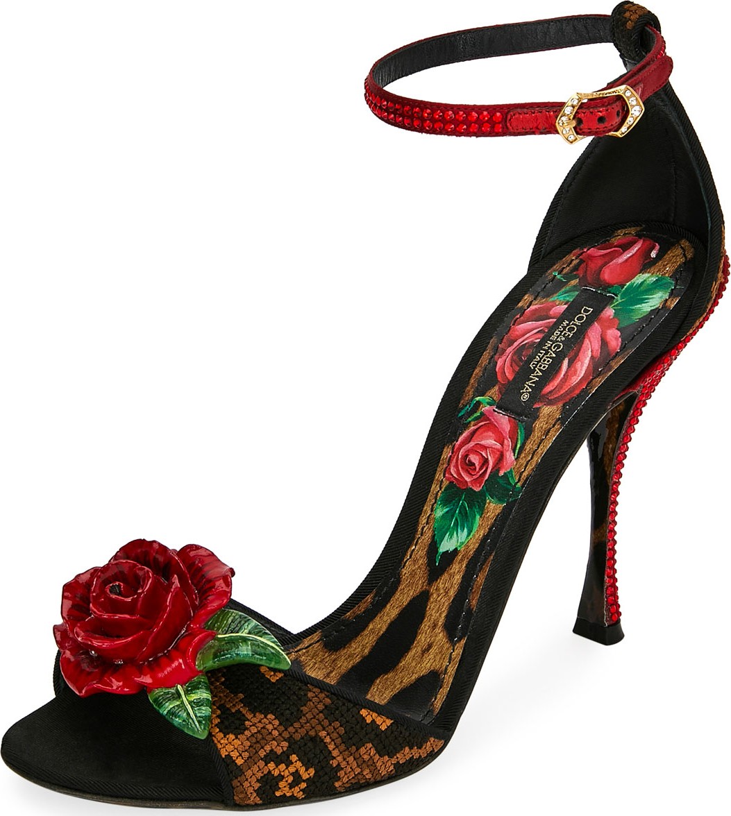 Dolce & Gabbana Leopard and Rose Sandals
