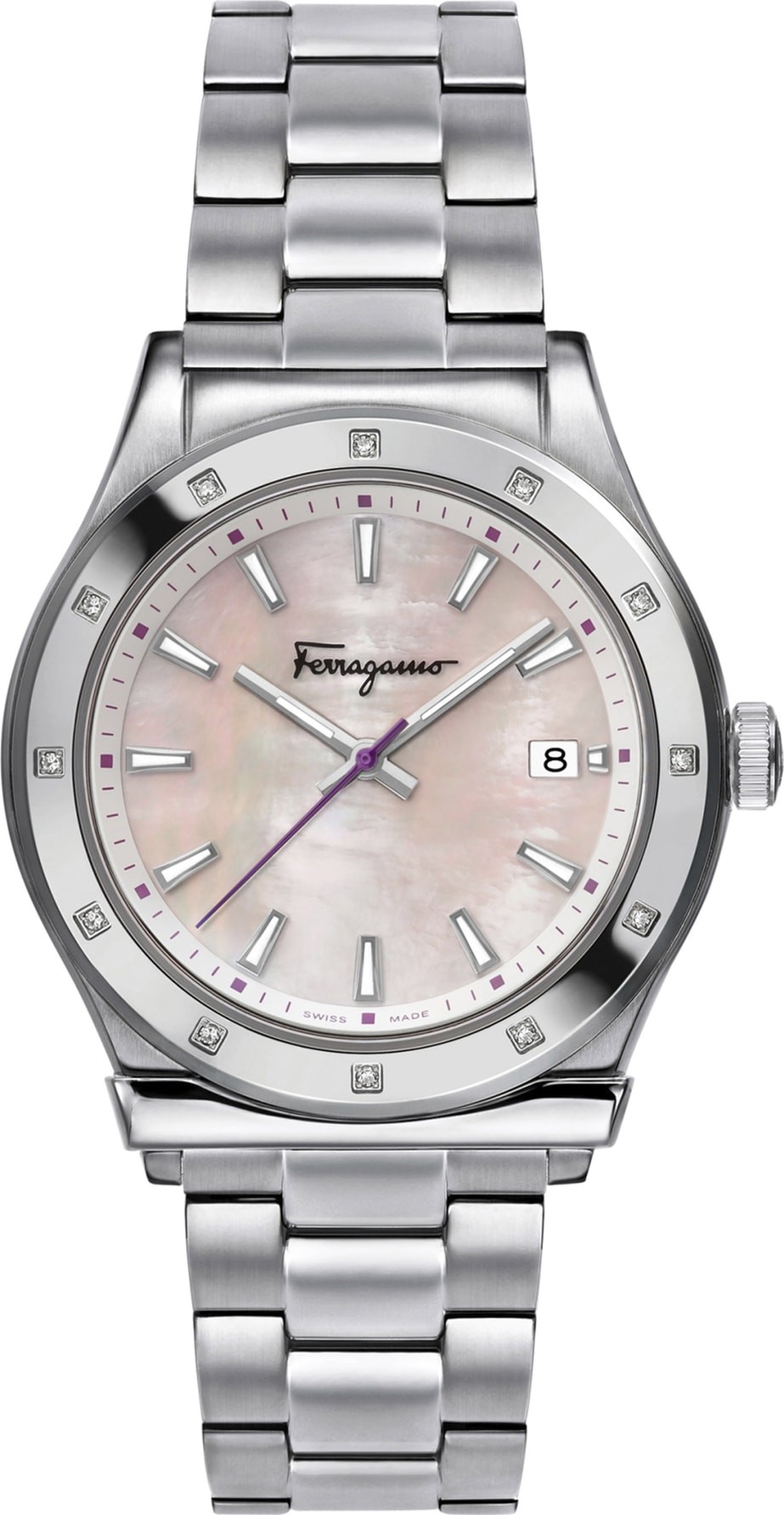 Salvatore Ferragamo 1898 Diamond Bracelet Watch, 40mm