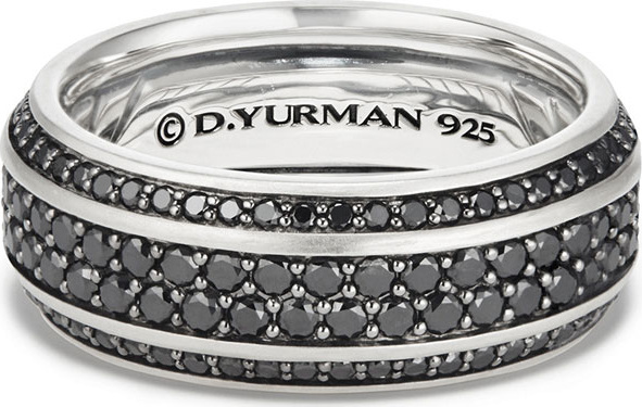 David Yurman Beveled Edge Band Ring with Black Diamonds