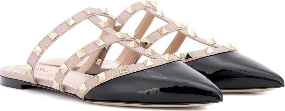 Valentino Valentino Garavani Rockstud patent leather slippers