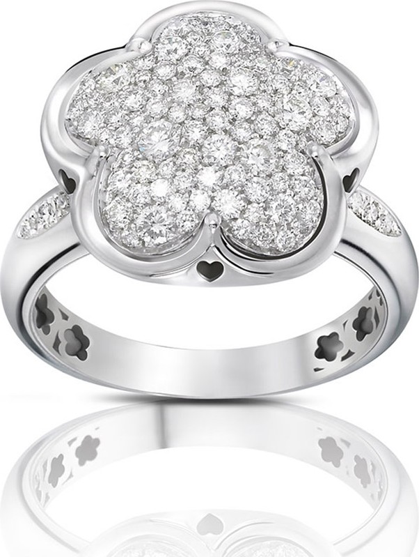 Pasquale Bruni Bon Ton 18k White Gold Diamond Flower Ring, Size 6