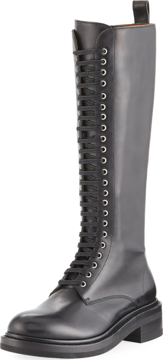 Frye Alice Tall Leather Combat Boots