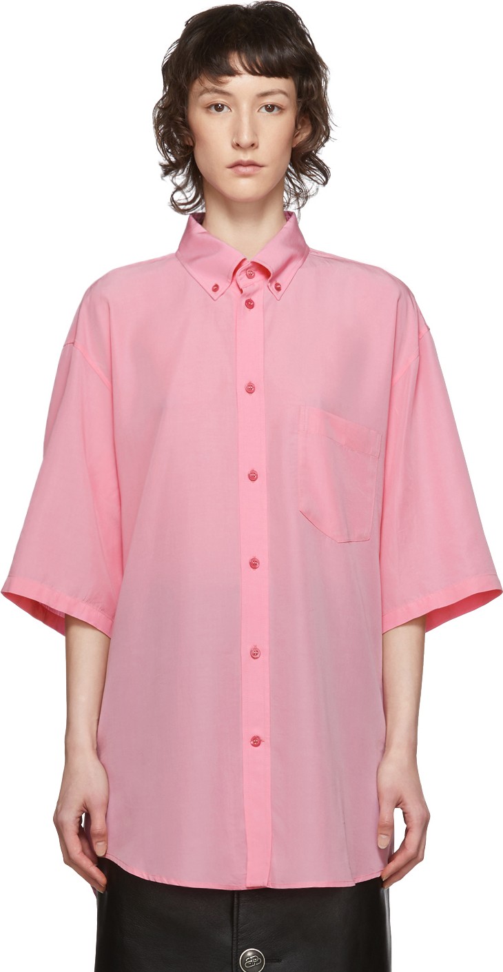 Balenciaga Pink Lyocell Fluid Shirt