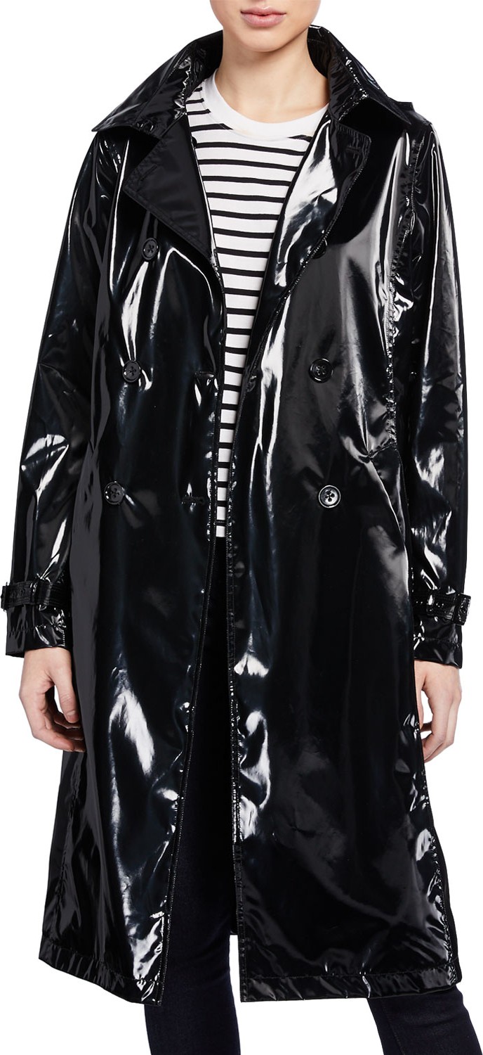 Jane Post Hologram Long Trench Coat w/ Detachable Hood