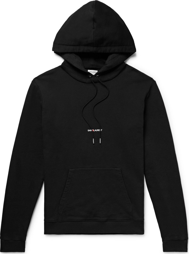 Saint Laurent Logo-Print Loopback Cotton-Jersey Hoodie