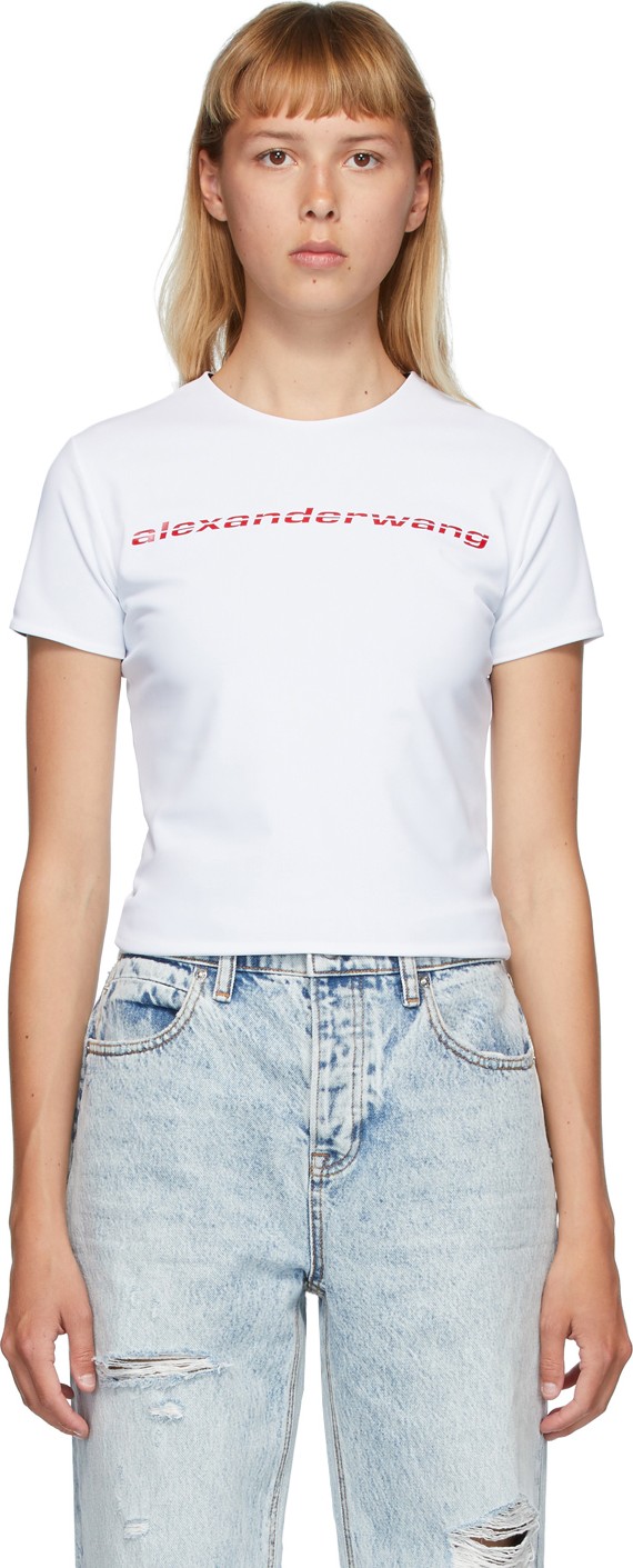 Alexanderwang.T Reversible White Shrunken Logo T-Shirt