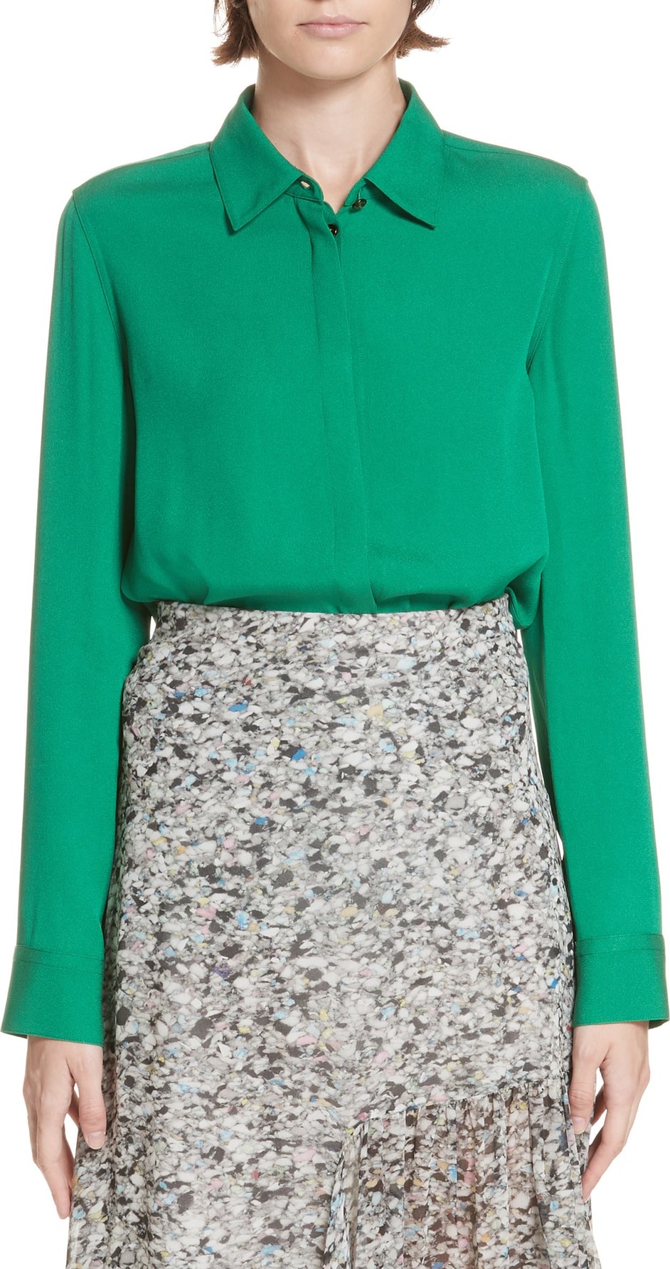 Rosetta Getty Drape Back Crepe Back Satin Shirt