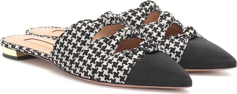 Aquazzura Mondaine houndstooth slippers