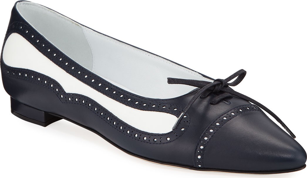 Manolo Blahnik Boluflat Brogue Leather Flats