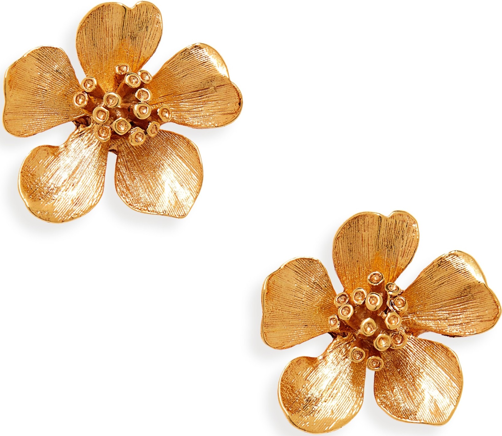 Oscar De La Renta Classic Flower Button Earrings