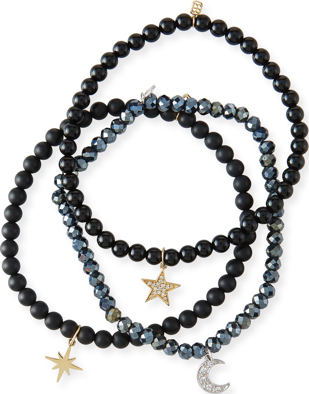 Sydney Evan Dark Night Celestial Trio 14k Diamond Bracelets  Set of 3