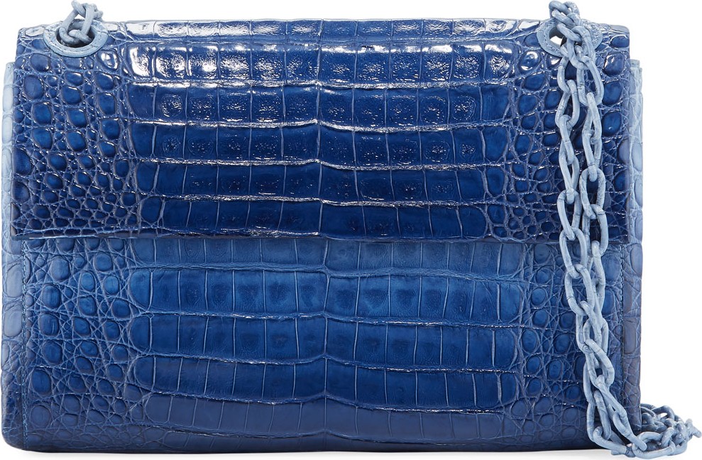 Nancy Gonzalez Madison Colorblock Croc Double-Chain Shoulder Bag