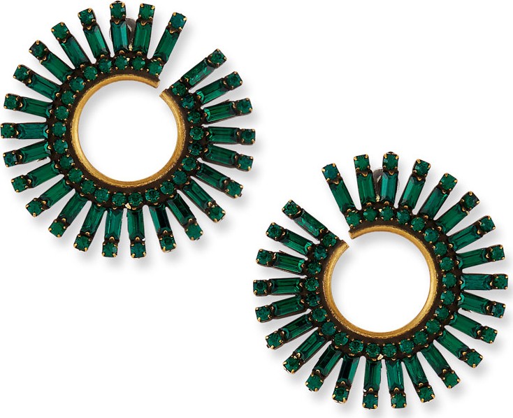 Auden Green Baguette Crystal Curler Earrings