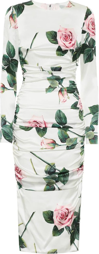 Dolce & Gabbana Floral stretch-silk midi dress