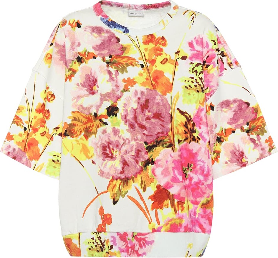 Dries Van Noten Floral cotton short-sleeve sweatshirt Dries Van Noten Floral cotton short-sleeve sweatshirt
