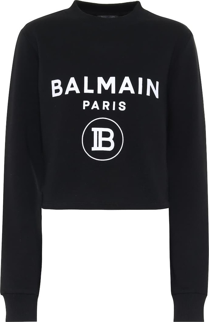 Balmain Logo cropped cotton sweater