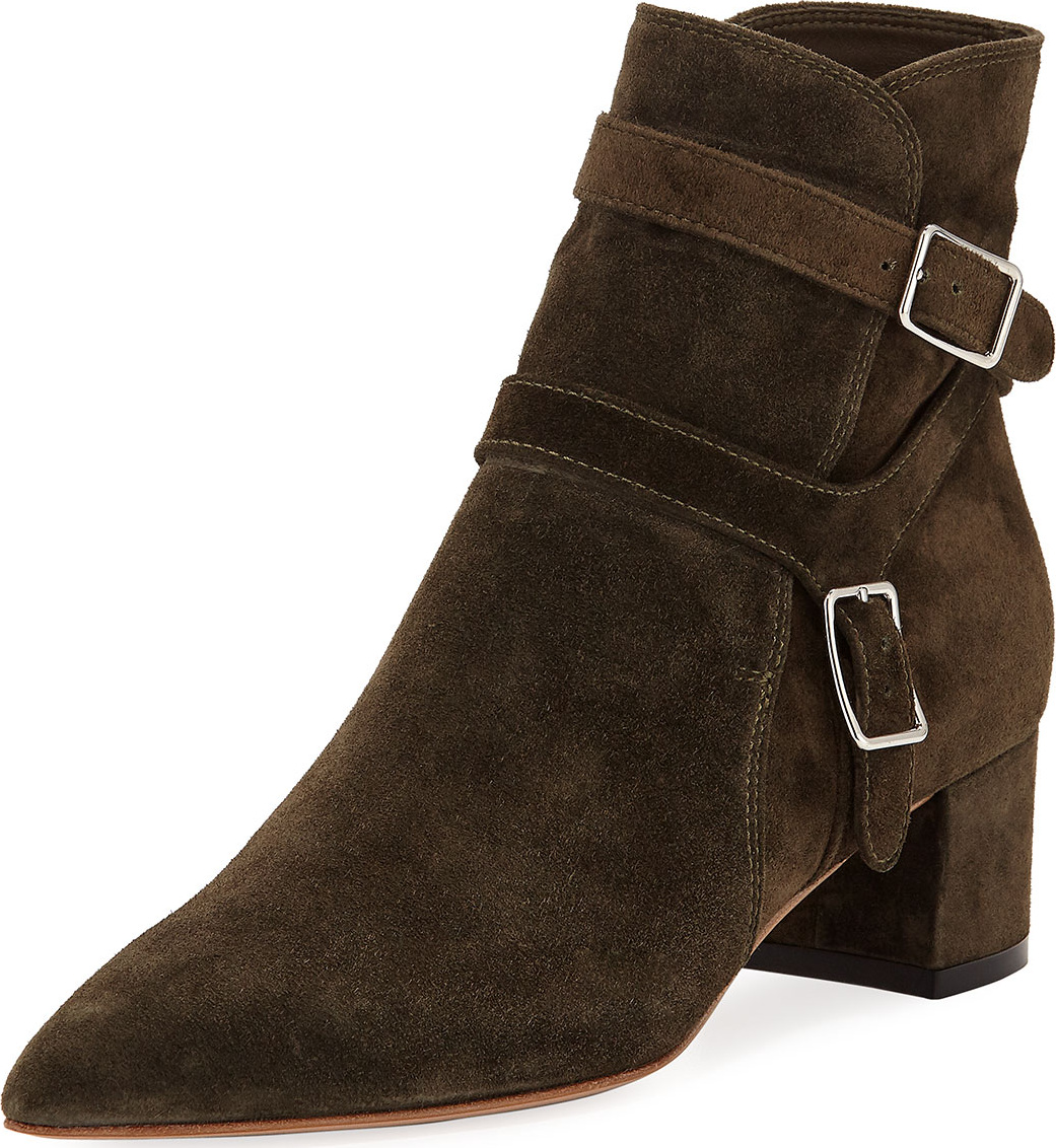 Gianvito Rossi Suede Pointed Buckle Bootie