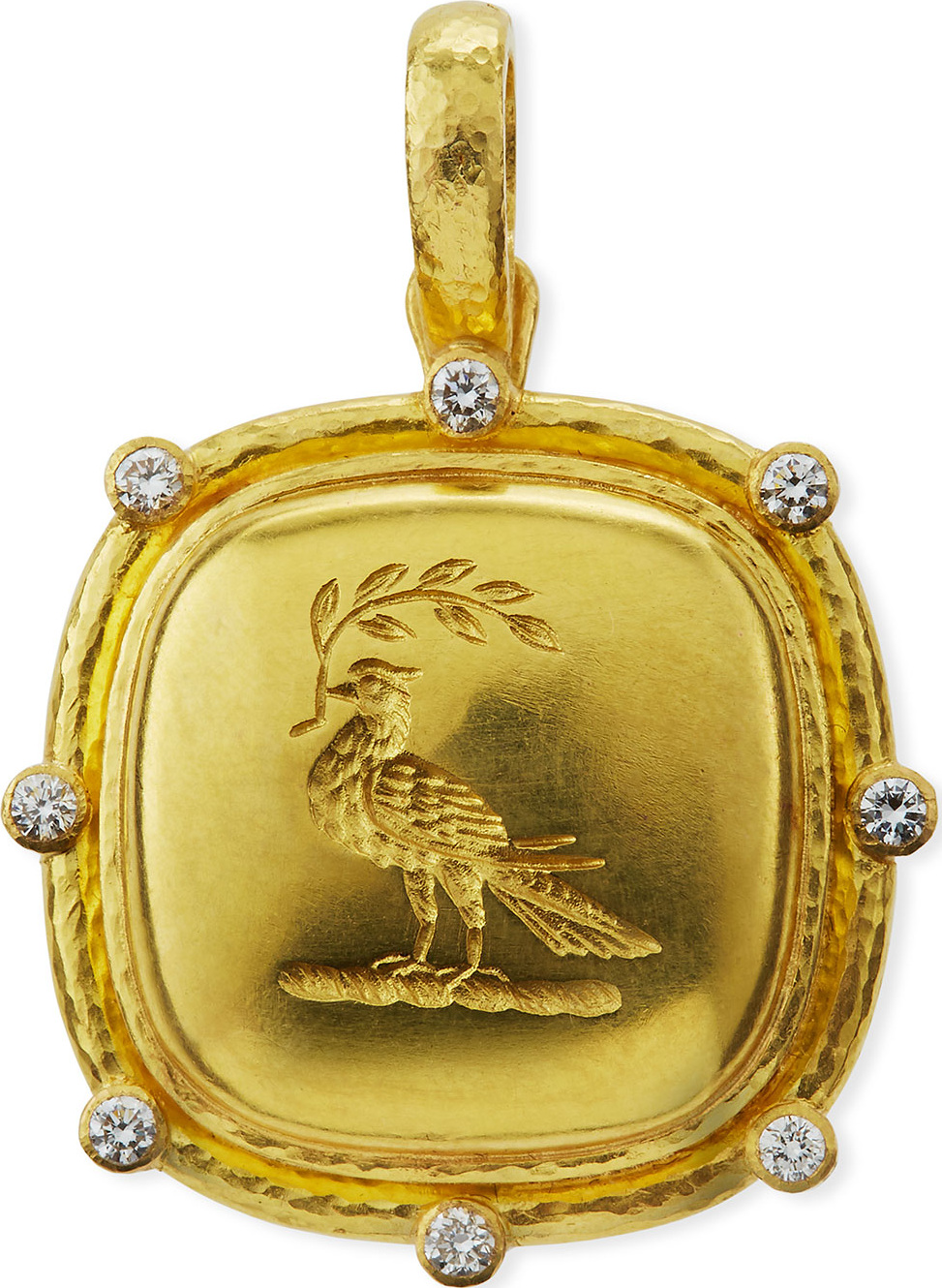 Elizabeth Locke 19k Gold Dove with Branch Pendant