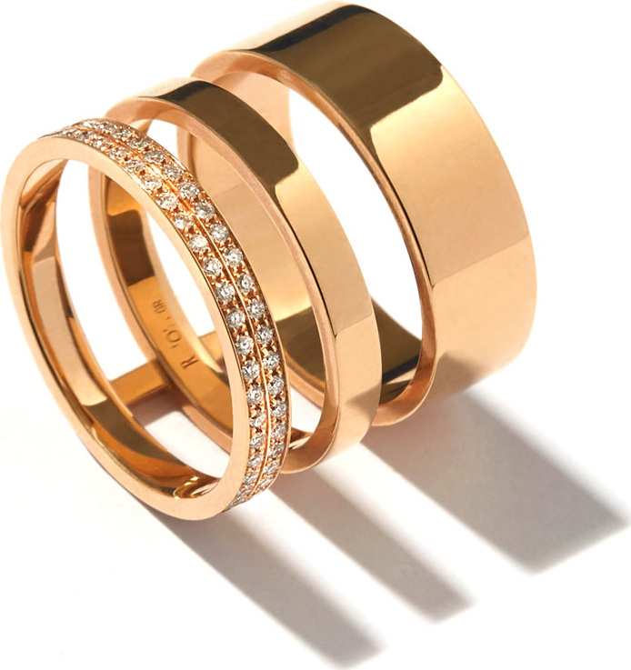 REPOSSI Technical Berbère Diamond Three-Row Band Ring in 18K Gold