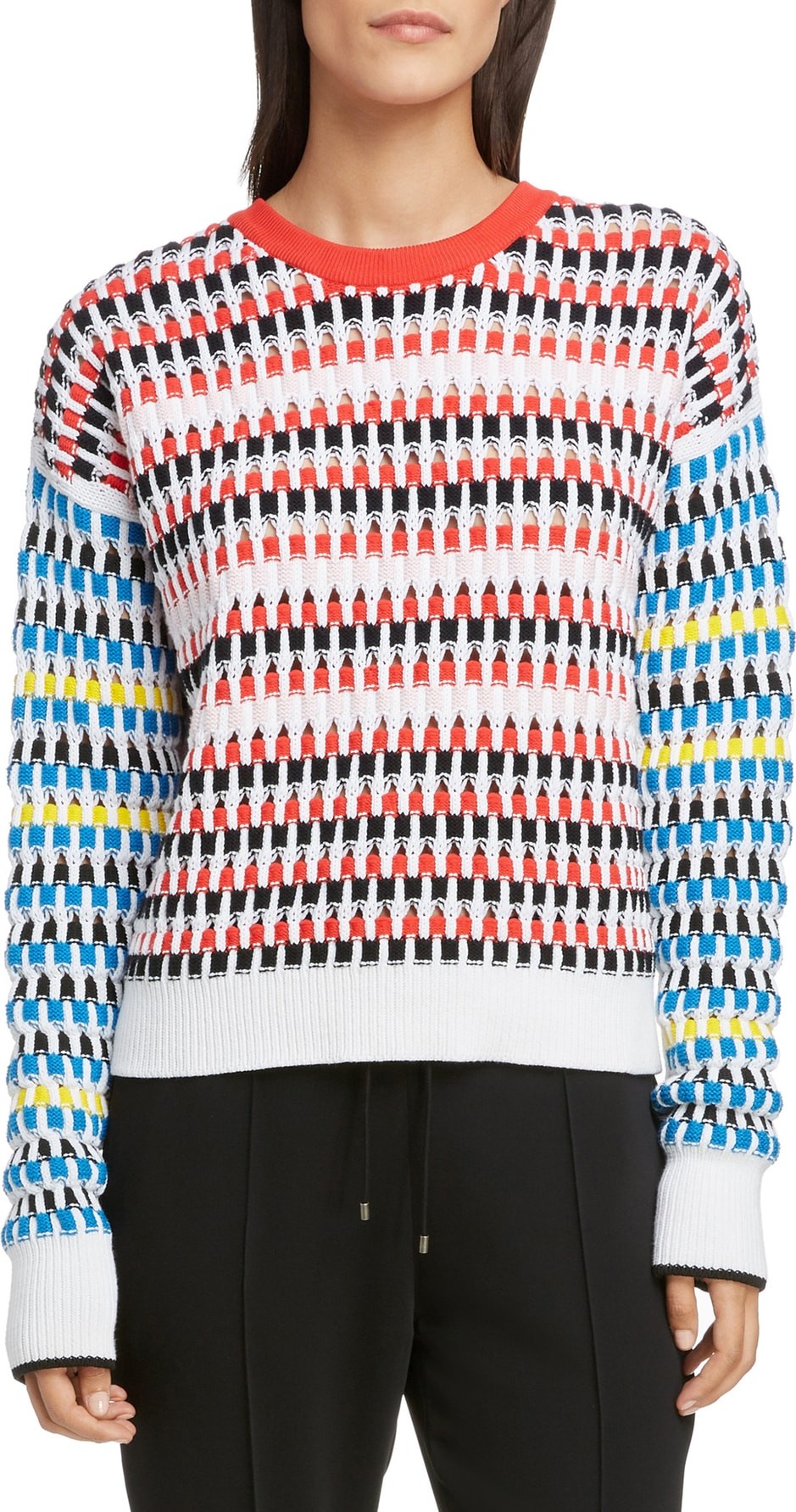KENZO Contrast Sleeve Open Knit Sweater