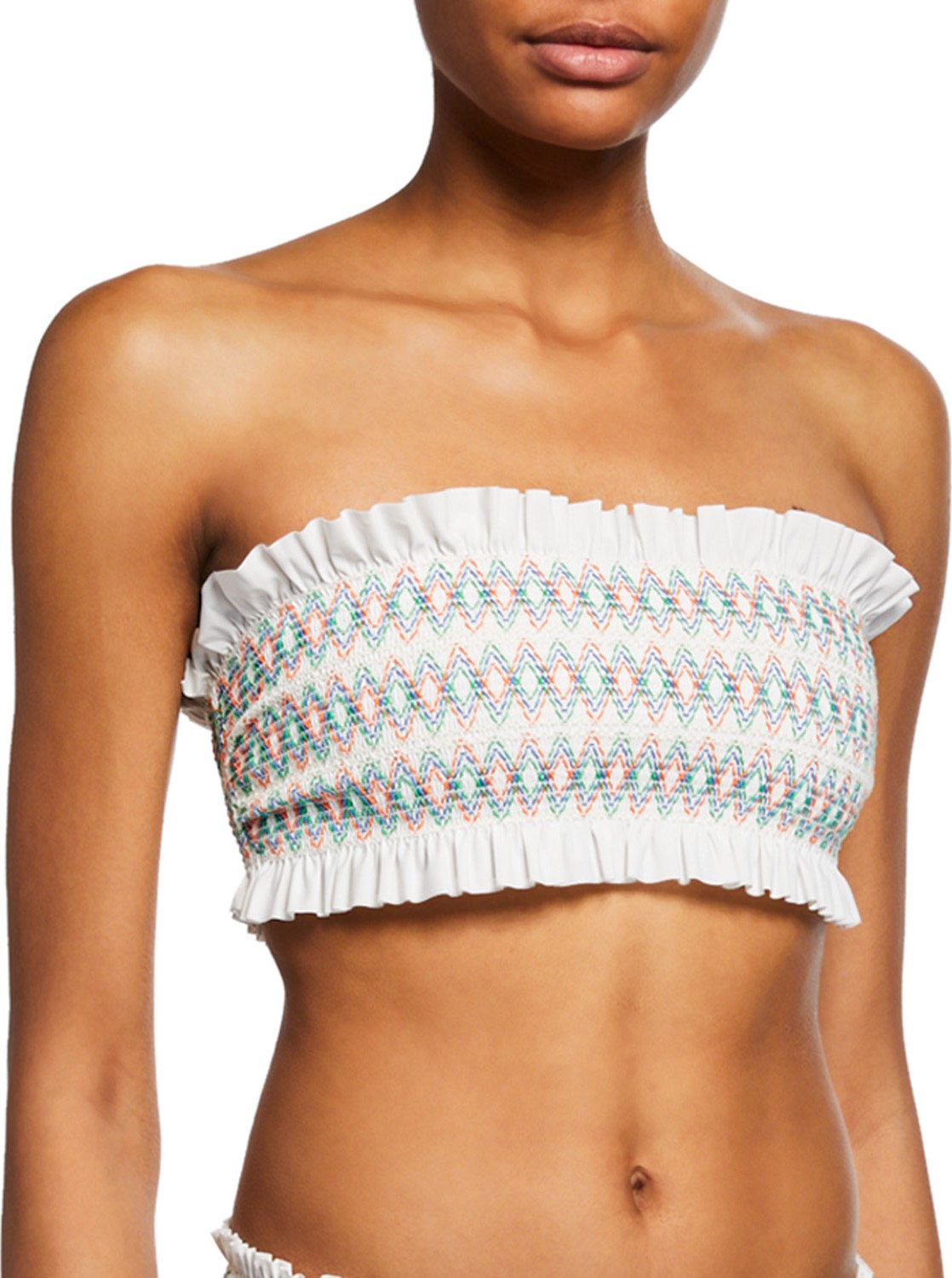 Tory Burch Costa Smocked Bandeau Bikini Top