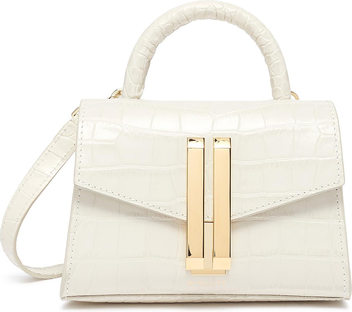 DeMellier Nano Montreal' croc embossed leather satchel