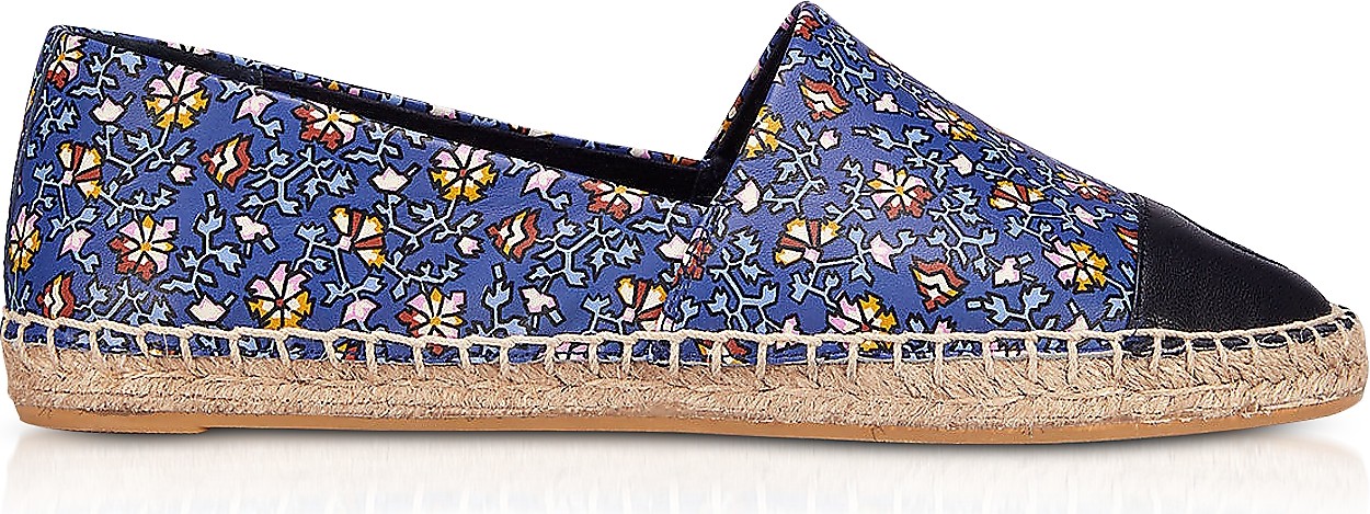 Tory Burch Floral Printed Nappa Leather Espadrilles