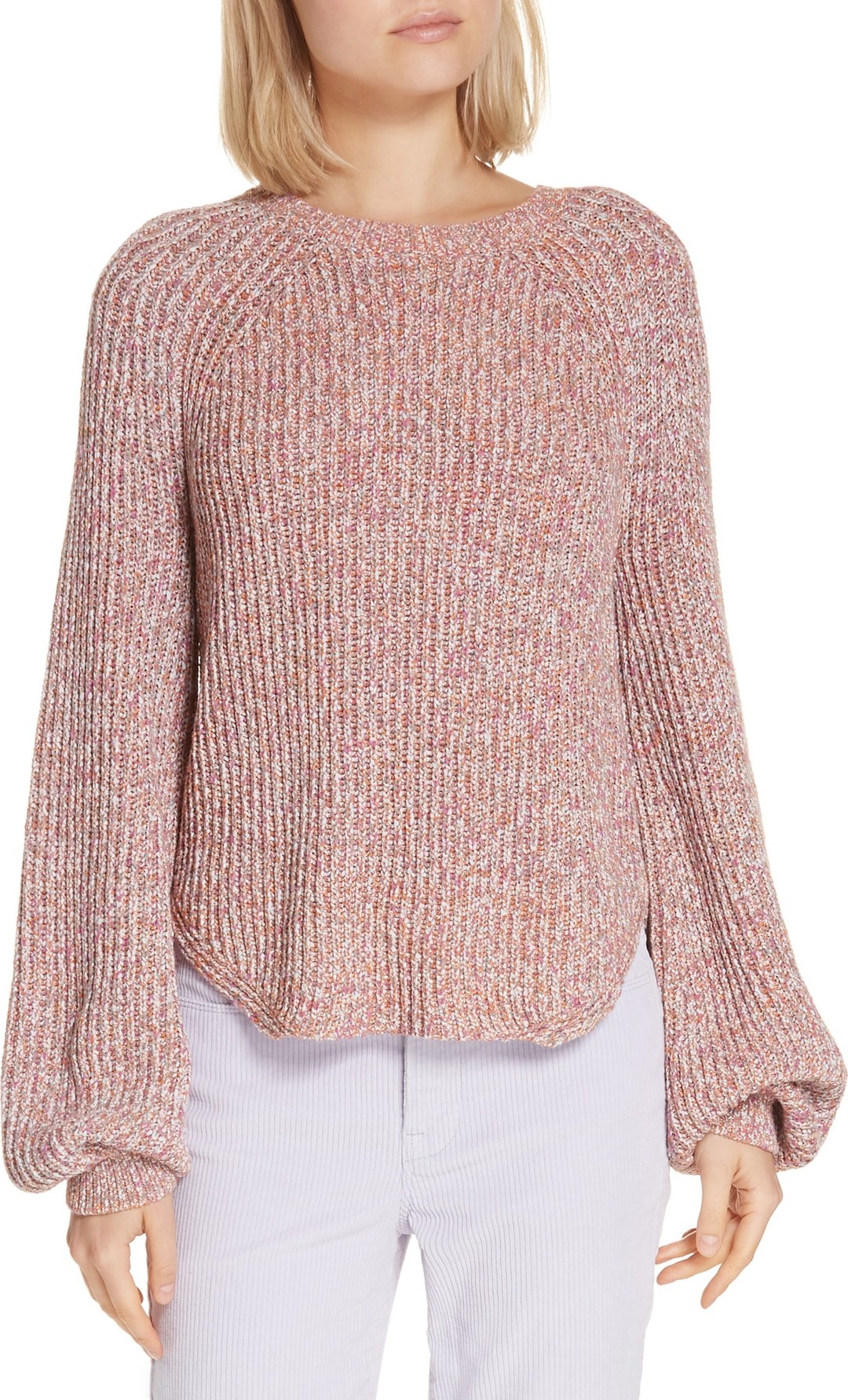 FRAME DENIM Marled Puff Sleeve Sweater