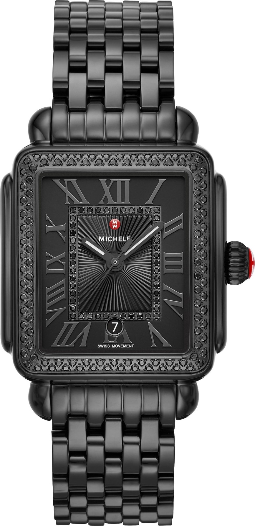 MICHELE Deco Madison Noir Diamond Dial Bracelet Watch, 33mm